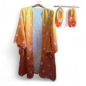 Orange &Yellow Kimono Triangle Pattern Demon Slayer Agatsuma Zenitsu Costume